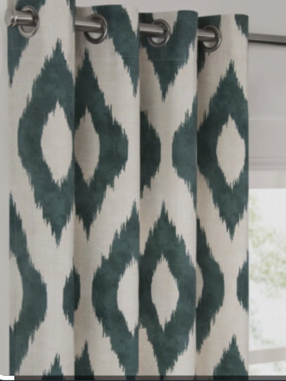 Set Of Two 50x84 Davian Ikat Teal Destinations by Waverly Curtains